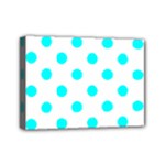 Polka Dots - Aqua Cyan on White Mini Canvas 7  x 5  (Stretched)