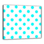 Polka Dots - Aqua Cyan on White Canvas 24  x 20  (Stretched)