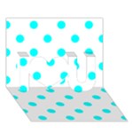 Polka Dots - Aqua Cyan on White I Love You 3D Greeting Card (7x5)