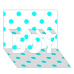 Polka Dots - Aqua Cyan on White BOY 3D Greeting Card (7x5)