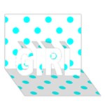 Polka Dots - Aqua Cyan on White GIRL 3D Greeting Card (7x5)