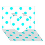 Polka Dots - Aqua Cyan on White Heart 3D Greeting Card (7x5)