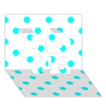 Polka Dots - Aqua Cyan on White LOVE 3D Greeting Card (7x5)