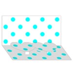 Polka Dots - Aqua Cyan on White Twin Heart Bottom 3D Greeting Card (8x4)