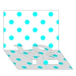 Polka Dots - Aqua Cyan on White LOVE Bottom 3D Greeting Card (7x5)