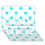 Polka Dots - Aqua Cyan on White YOU ARE INVITED 3D Greeting Card (7x5)