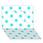 Polka Dots - Aqua Cyan on White Clover 3D Greeting Card (7x5)