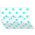 Polka Dots - Aqua Cyan on White BEST BRO 3D Greeting Card (8x4)