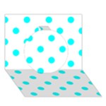 Polka Dots - Aqua Cyan on White Circle 3D Greeting Card (7x5)