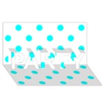 Polka Dots - Aqua Cyan on White PARTY 3D Greeting Card (8x4)