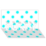 Polka Dots - Aqua Cyan on White SORRY 3D Greeting Card (8x4)