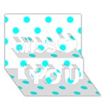 Polka Dots - Aqua Cyan on White Miss You 3D Greeting Card (7x5)