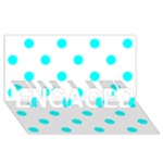 Polka Dots - Aqua Cyan on White ENGAGED 3D Greeting Card (8x4)