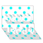 Polka Dots - Aqua Cyan on White You Rock 3D Greeting Card (7x5)