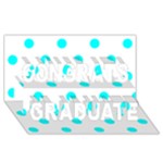 Polka Dots - Aqua Cyan on White Congrats Graduate 3D Greeting Card (8x4)