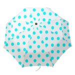 Polka Dots - Aqua Cyan on White Folding Umbrella