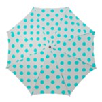 Polka Dots - Aqua Cyan on White Golf Umbrella