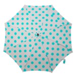 Polka Dots - Aqua Cyan on White Hook Handle Umbrella (Small)