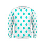 Polka Dots - Bright Turquoise on White Kid s Sweatshirt