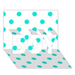 Polka Dots - Bright Turquoise on White BOY 3D Greeting Card (7x5)