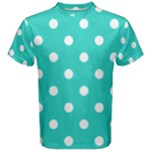 Polka Dots - White on Turquoise Men s Cotton Tee