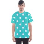 Polka Dots - White on Turquoise Men s Sport Mesh Tee