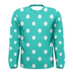 Polka Dots - White on Turquoise Men s Long Sleeve T-shirt