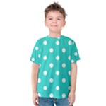 Polka Dots - White on Turquoise Kid s Cotton Tee