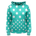 Polka Dots - White on Turquoise Women s Pullover Hoodie