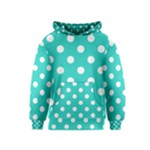 Polka Dots - White on Turquoise Kid s Pullover Hoodie