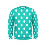 Polka Dots - White on Turquoise Kid s Sweatshirt