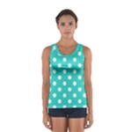 Polka Dots - White on Turquoise Women s Sport Tank Top