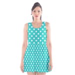 Polka Dots - White on Turquoise Scoop Neck Skater Dress