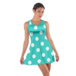 Polka Dots - White on Turquoise Cotton Racerback Dress