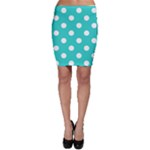 Polka Dots - White on Turquoise Bodycon Skirt