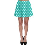 Polka Dots - White on Turquoise Skater Skirt