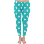 Polka Dots - White on Turquoise Winter Leggings