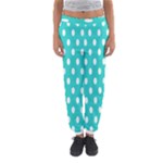 Polka Dots - White on Turquoise Women s Jogger Sweatpants