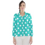 Polka Dots - White on Turquoise Wind Breaker (Women)