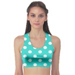 Polka Dots - White on Turquoise Women s Sports Bra