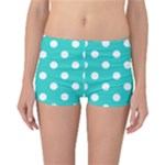 Polka Dots - White on Turquoise Reversible Boyleg Bikini Bottoms