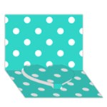 Polka Dots - White on Turquoise Heart Bottom 3D Greeting Card (7x5)