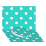 Polka Dots - White on Turquoise Circle Bottom 3D Greeting Card (7x5)