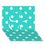 Polka Dots - White on Turquoise Clover 3D Greeting Card (7x5)