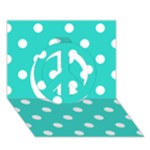 Polka Dots - White on Turquoise Peace Sign 3D Greeting Card (7x5)