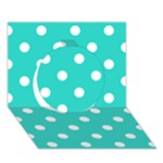 Polka Dots - White on Turquoise Circle 3D Greeting Card (7x5)