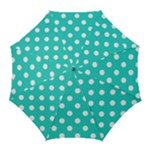 Polka Dots - White on Turquoise Golf Umbrella