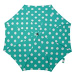 Polka Dots - White on Turquoise Hook Handle Umbrella (Medium)