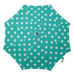 Polka Dots - White on Turquoise Hook Handle Umbrella (Large)