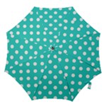 Polka Dots - White on Turquoise Hook Handle Umbrella (Small)